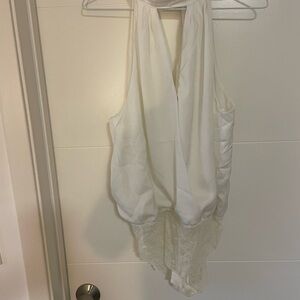 DO+BE White Top with Lace Accents Large